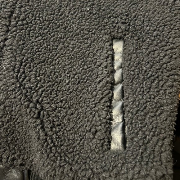 Womens Mother The Snap Letterman Black Mix Media Sherpa Faux Leather Jacket M * - Picture 5 of 16